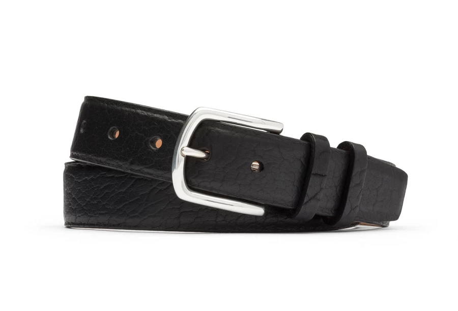 W. Kleinberg Genuine American Bison Leather Belt with Polished Nickel Buckle – Premium Men's Accessory