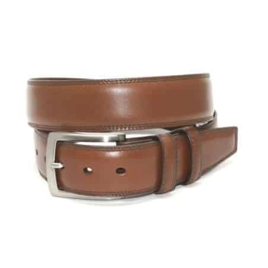 Torino Genuine Italian Kipskin Leather Belt for Men - Premium Burnished Finish