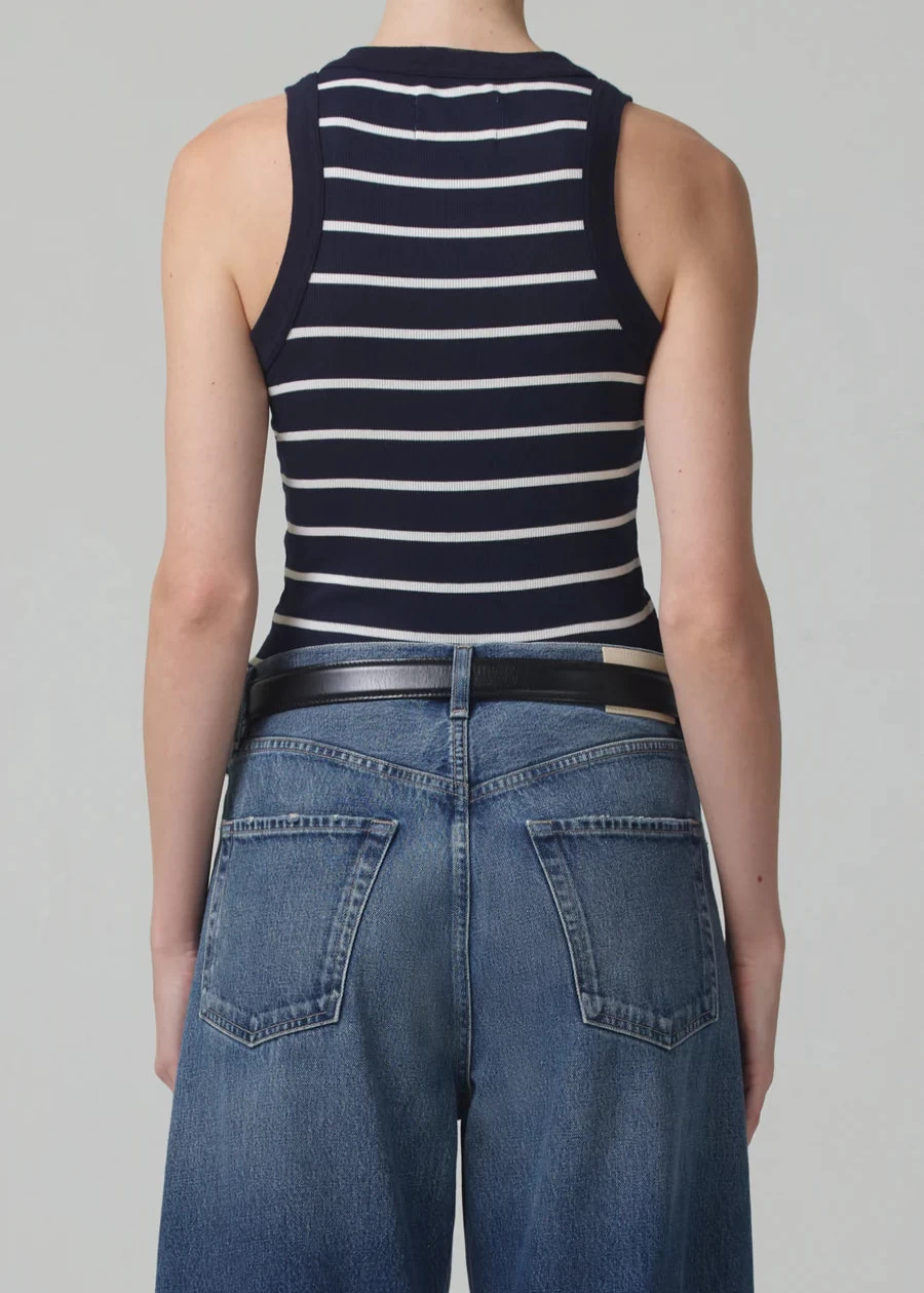Citizens of Humanity Isabel Stripe Tank Top in Midnight Blue