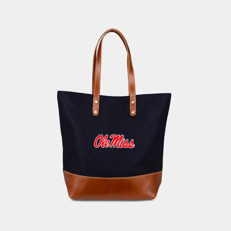 Heritage Gear Navy Mississippi Tote Bag with Ole Miss Logo - Premium University of Mississippi Merchandise