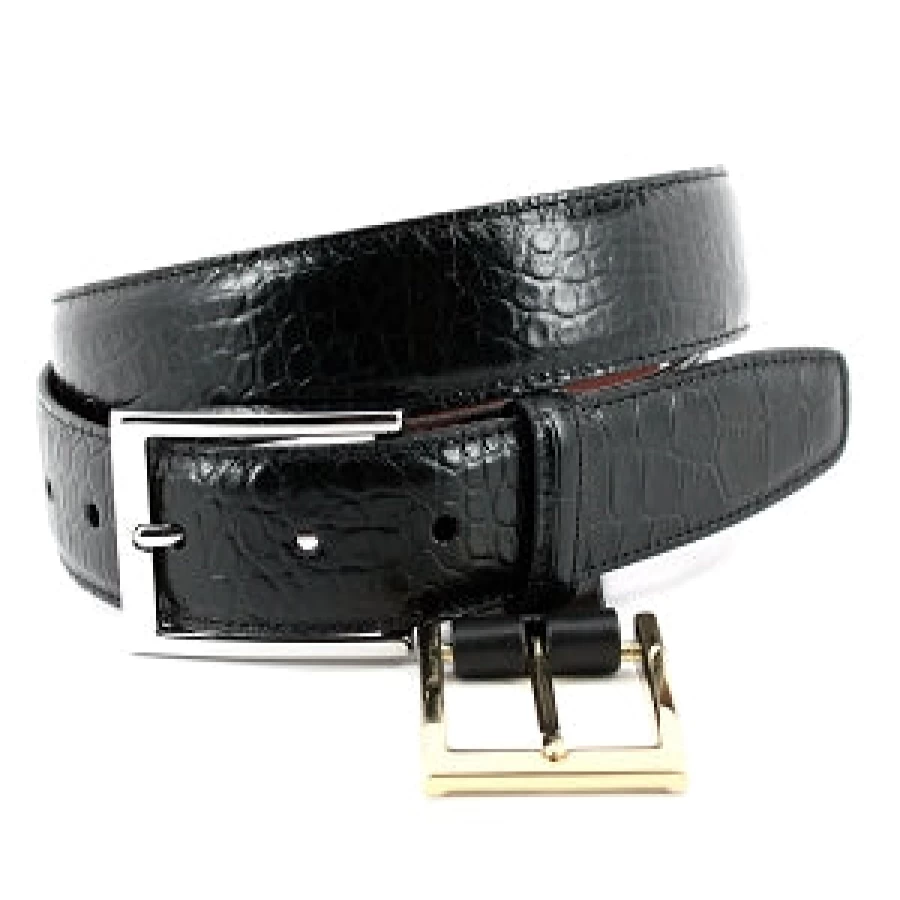 Torino Genuine Alligator Embossed Leather Belt for Men - Premium Calfskin Dress Belt