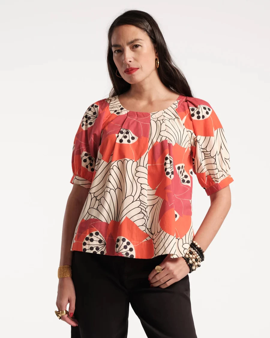Frances Valentine Zonda Top - Japanese Poppy Floral Print Women's Blouse