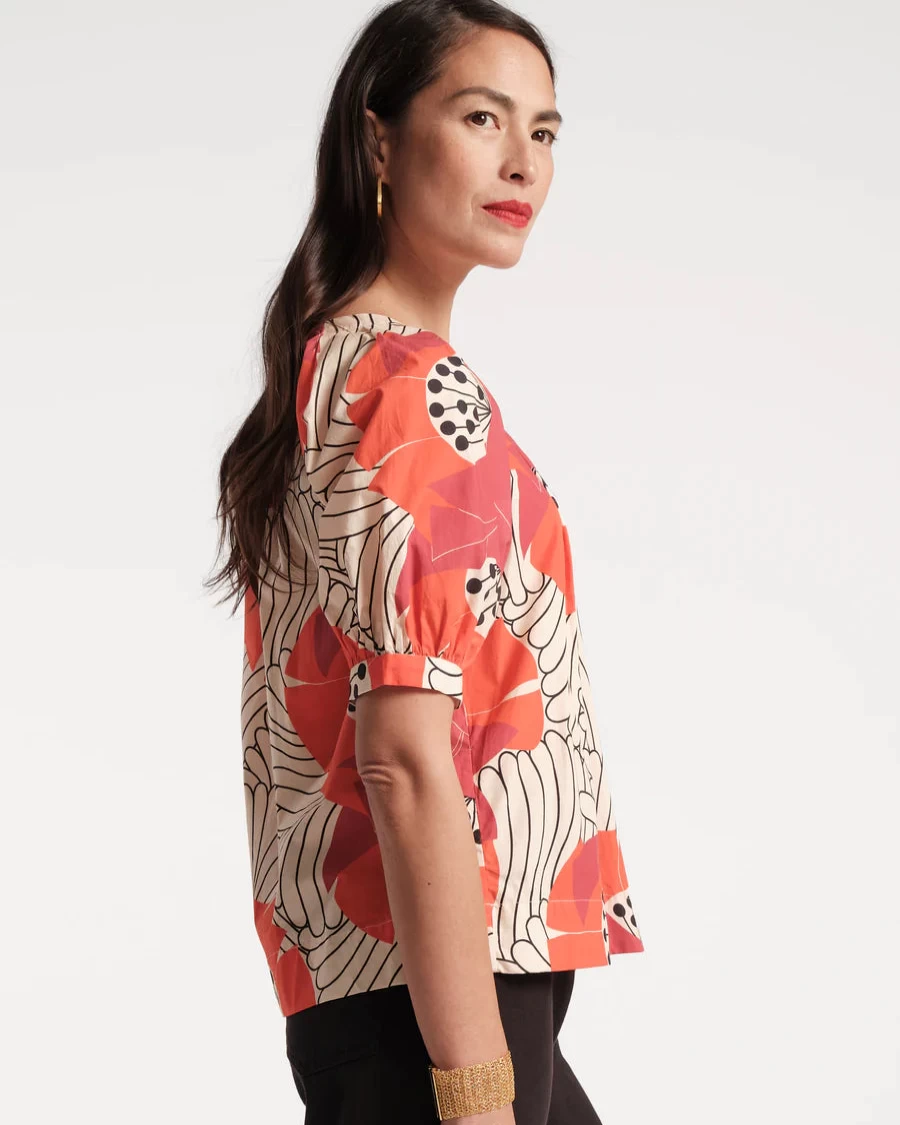 Frances Valentine Zonda Top - Japanese Poppy Floral Print Women's Blouse