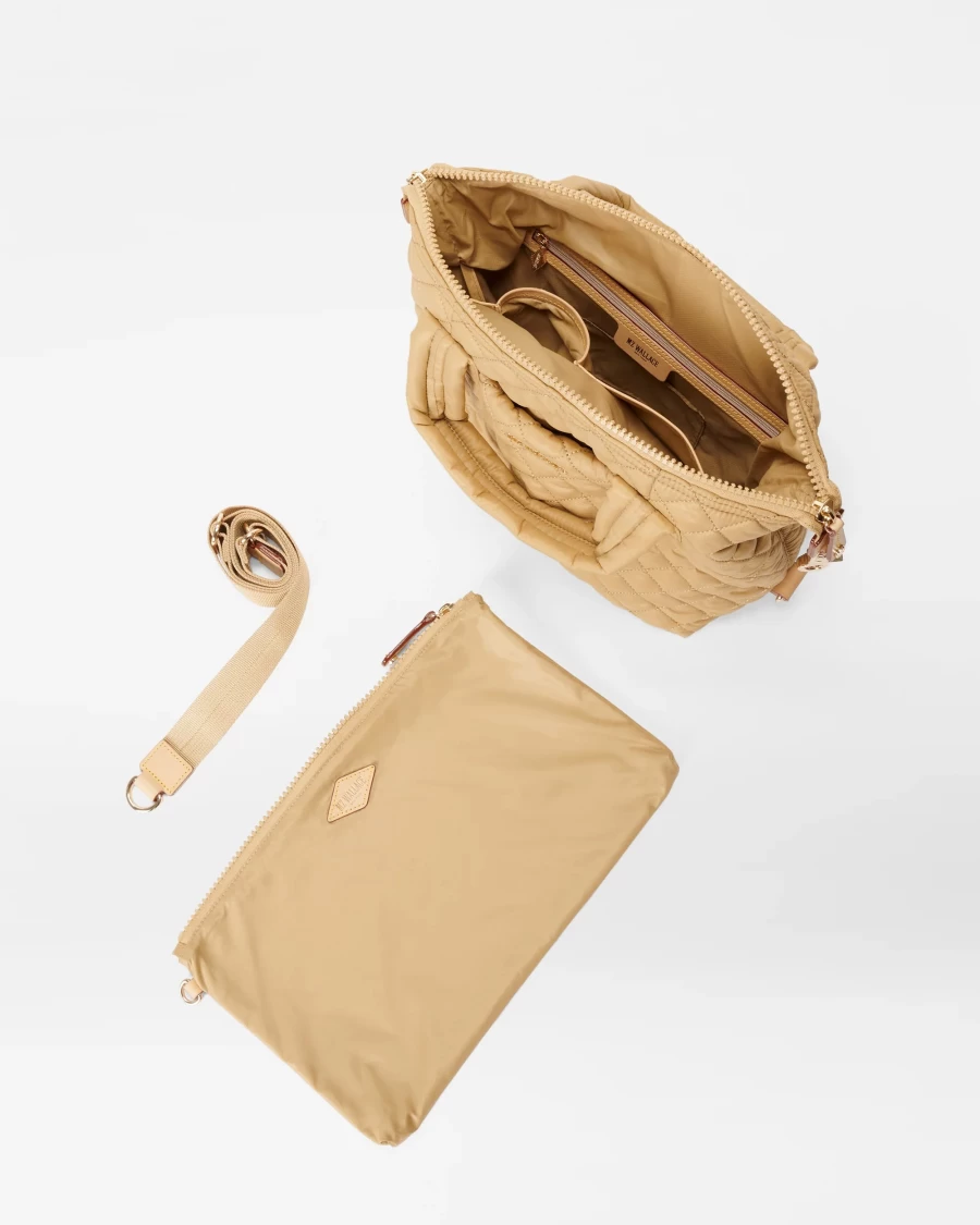 MZ Wallace Small Sutton Deluxe Bag in Camel | Premium Crossbody Handbag
