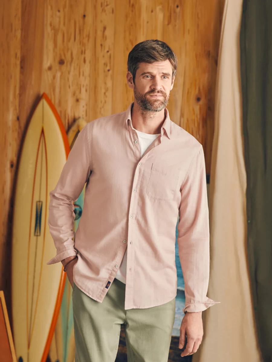 Faherty Men's Sunwashed Chambray Shirt - Lightweight Denim Button-Down for Casual Wear