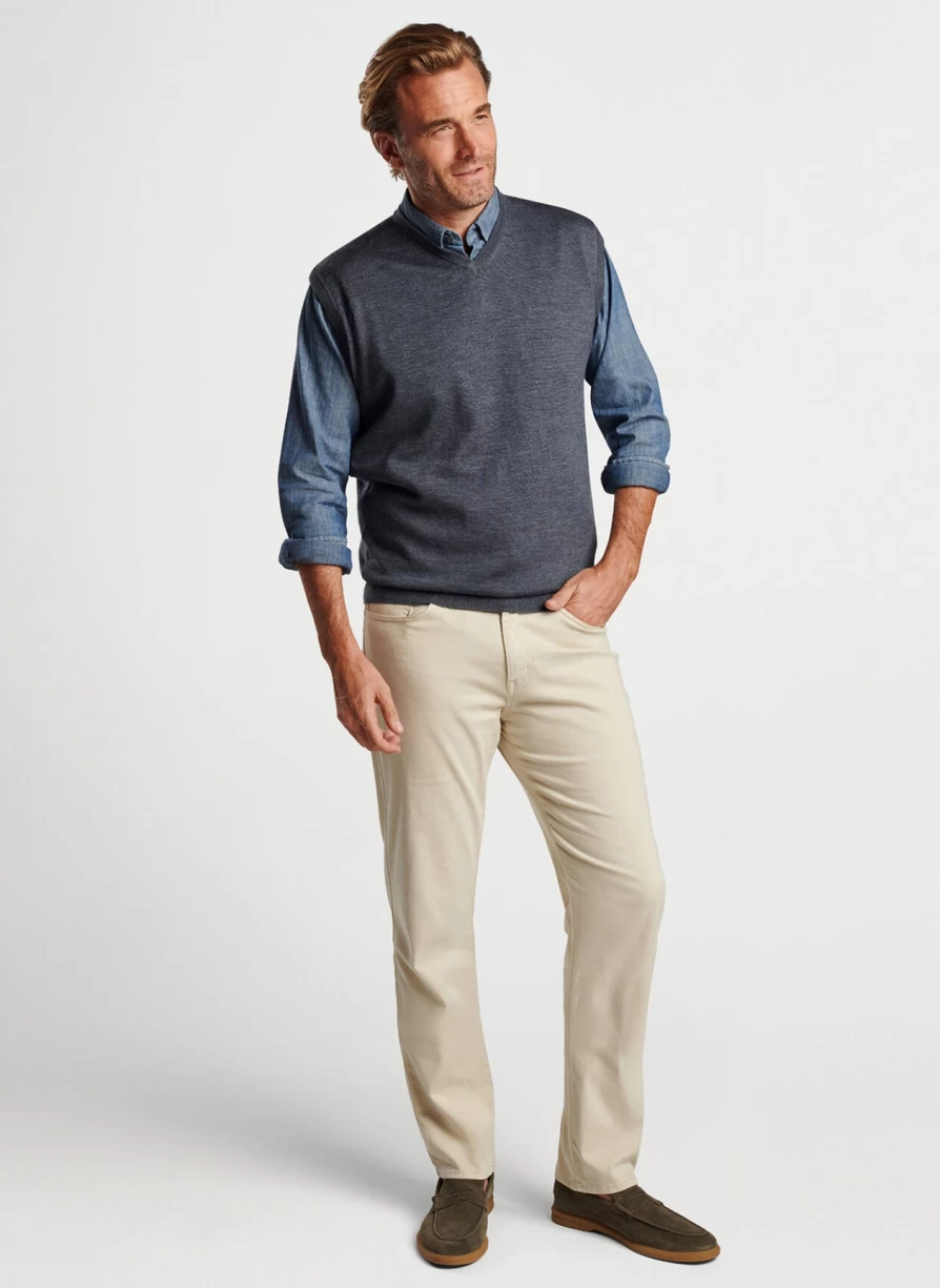 Peter Millar Autumn Crest V-Neck Vest for Men - Lightweight Fall Layering Piece