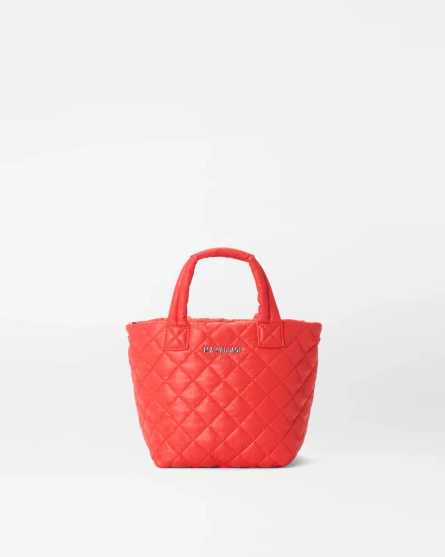 MZ Wallace Micro Metro Tote Deluxe Cherry Red Handbag - Lightweight Nylon Crossbody Bag for Women