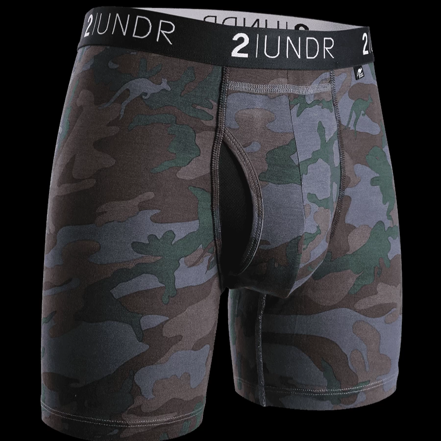 2UNDR Men's Swing Shift 6-Inch Boxer Briefs with Print - Comfortable & Breathable Underwear