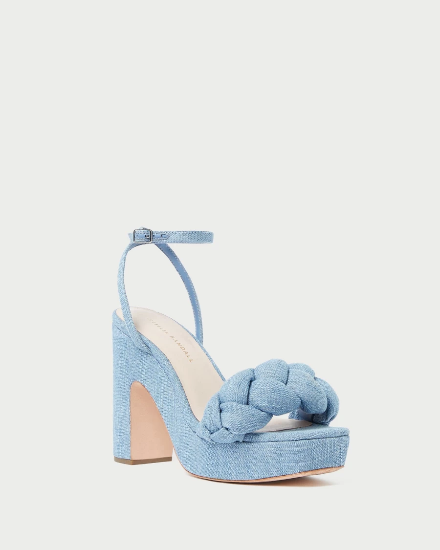 Loeffler Randall Blue Denim Platform Heels - Fae High Heel Shoes for Women
