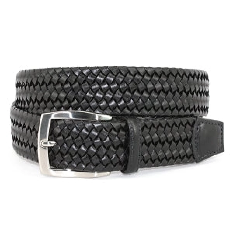 Torino Genuine Italian Leather Belt - Handwoven Stretchable Dress Belt for Men & Women