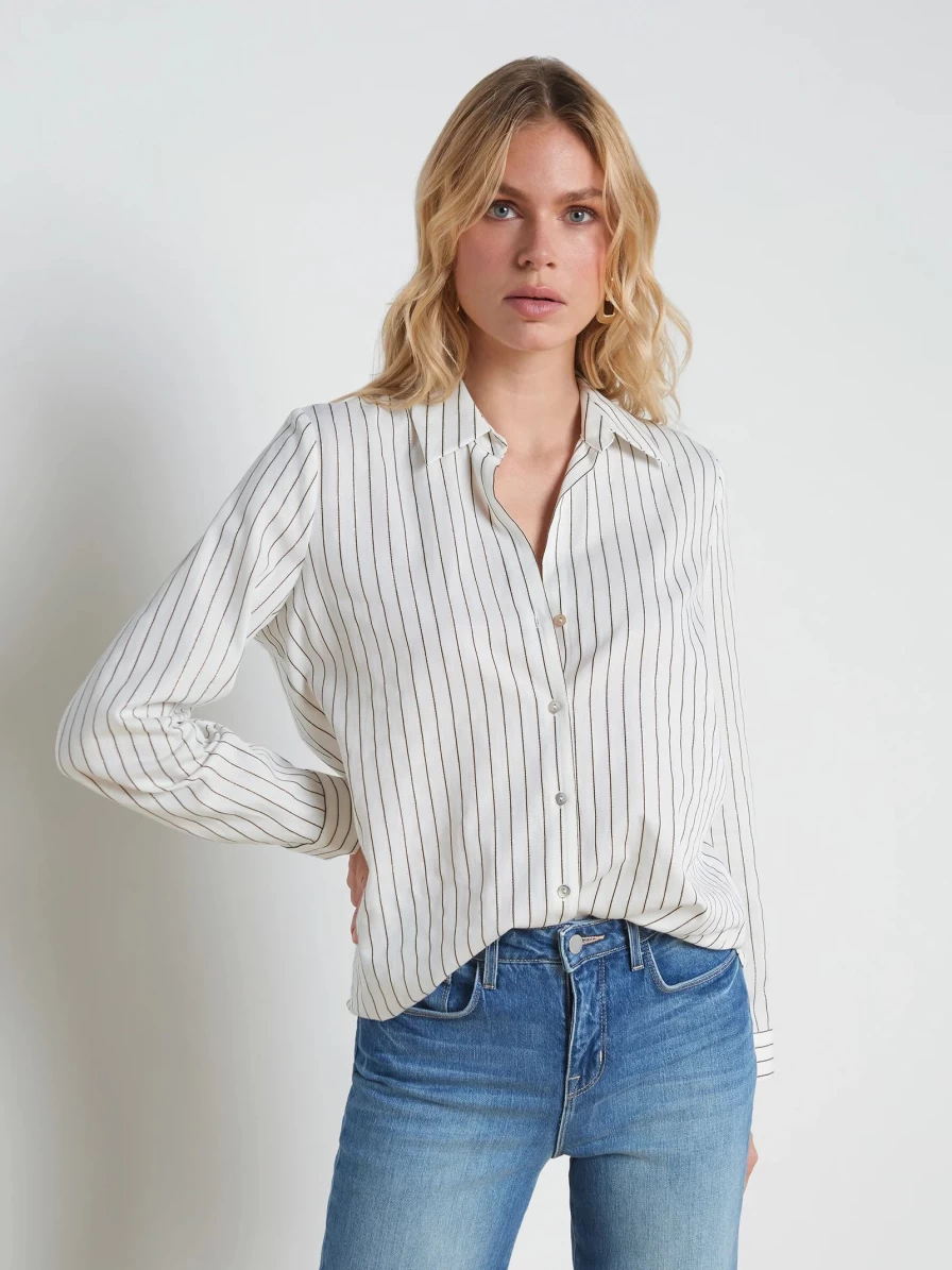 L'Agence Nina Long Sleeve Blouse - Women's Elegant Button-Up Shirt with Classic Fit